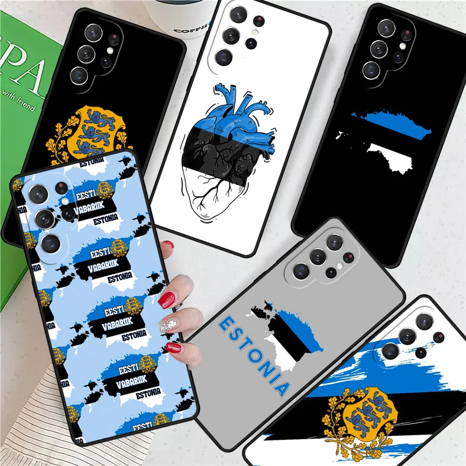 Estonia Coat of Arms Emblem For Samsung Galaxy S24 Ultra S21 S22 S8 S9 S10E Note 10 20 Plus FE S23 Phone case Cover Coque