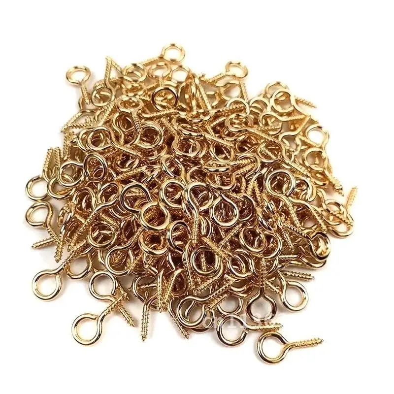 Retail 100PCS Small Tiny Mini Eye Pins Eyelet Connector Screw Loops for Pendants of 8MM x 4 MM Metal Eyepins Hooks Eyelets Screw