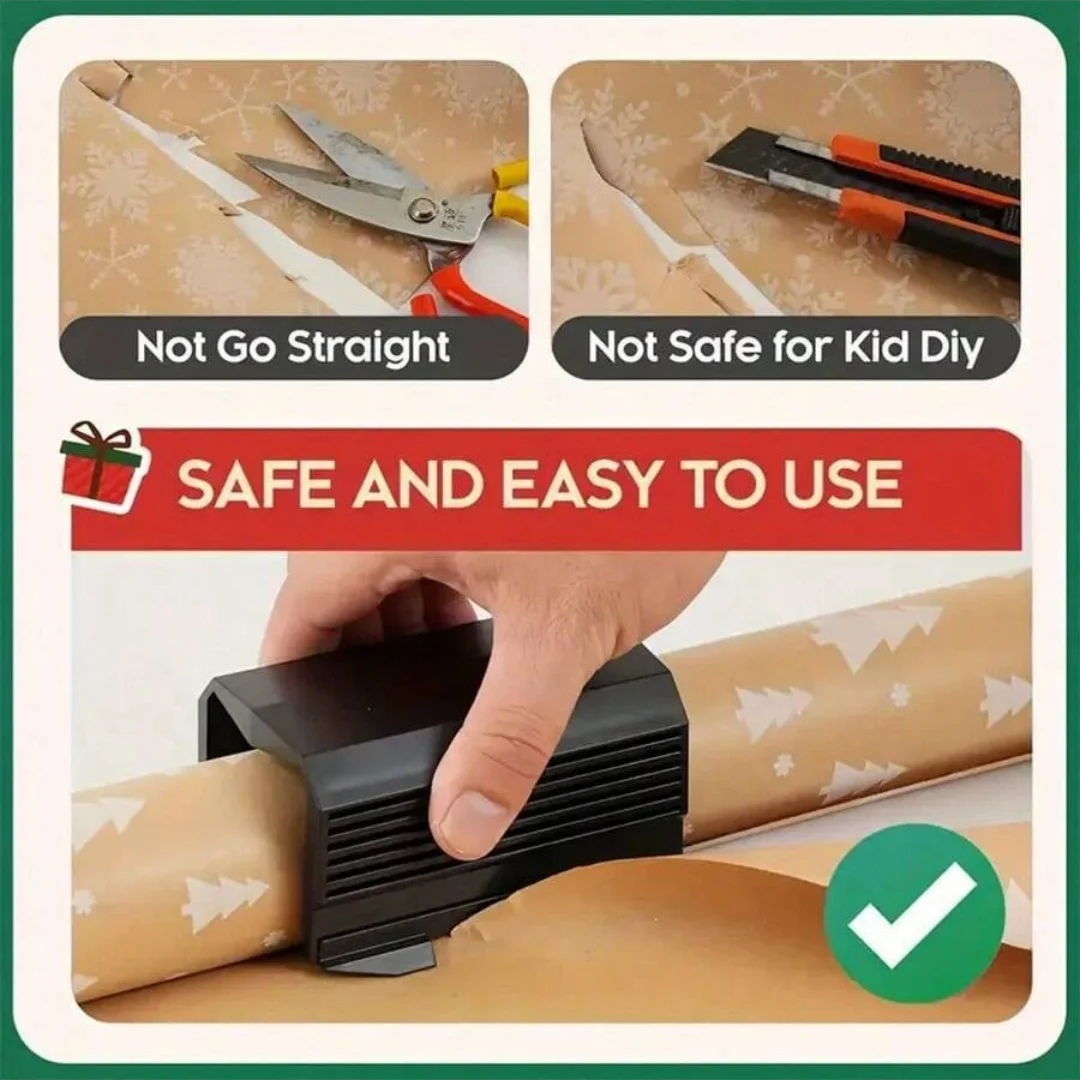 Portable Wrapping Paper Roll Cutter Manual Gift Wrap Slicer DIY Christmas Holiday Gift Packaging Cutting Tool Home Wrapping Acce image 4