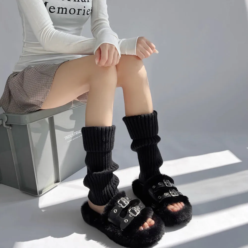 40cm Knitted Lolita Leg Warmers Women\'s Long Socks Winter Wool Foot Cover Arm Warmer Y2K Girl JK Crochet Heap Socks Boot Cuffs
