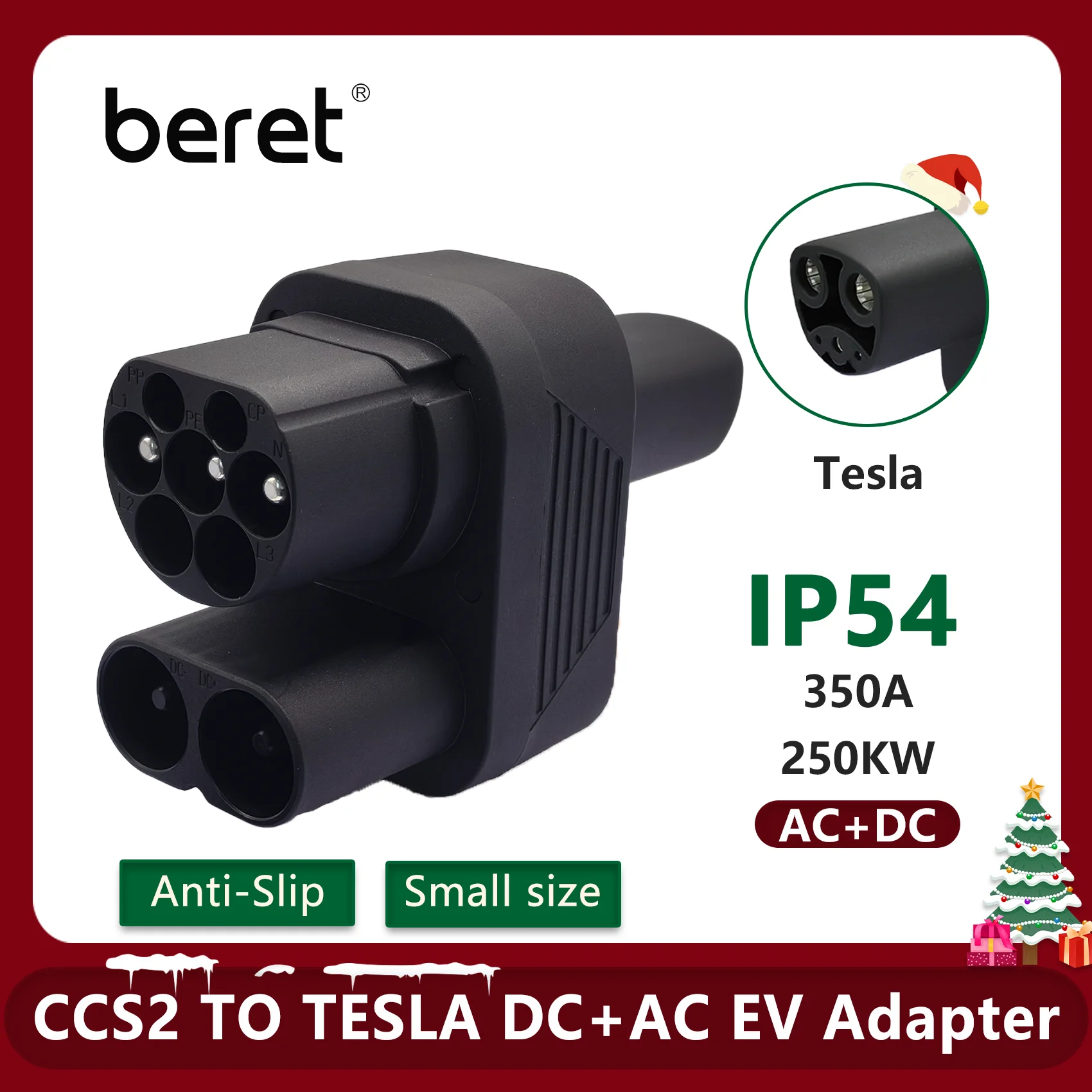 CCS 2 Combo Type 2 Adapter Supercharger, CCS2 Type 2 New Energy Vehicle Adapter Connector, Compatible with Tesla Model 3/X/S/Y