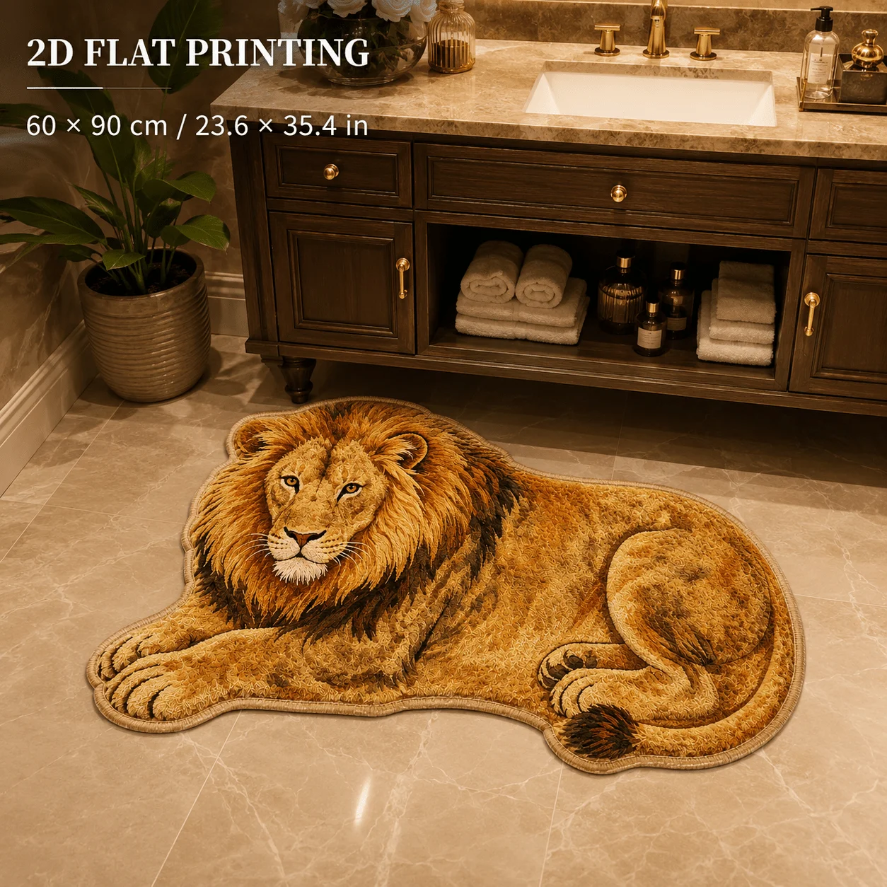 VIKAMA Mighty Lion Carpet Majestic Door Mat Kitchen Rug Animal Bedside Rug Carpet For Living Room Bedroom Bathroom Mat Home Dec