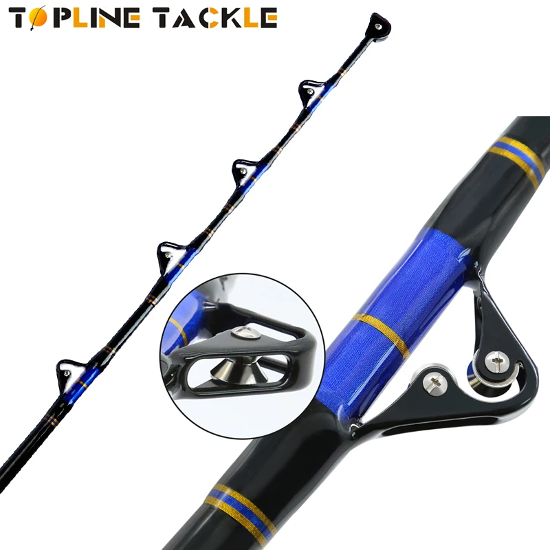 

Topline Tackle Sea Fishing Trolling Rod 5'6" 30 50 80 130lbs Big Game Rod Nylon Butt 5+1 Roller Guide Tuna Boat Fishing Rods