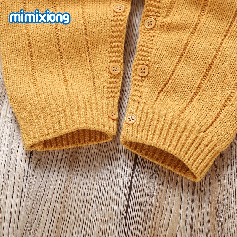 0-18m Baby Rompers Newborn Boy & Girl Yellow Crew Neck Long Sleeve Knitted Jumpsuits Playsuits One Piece Toddler Outwear Clothes