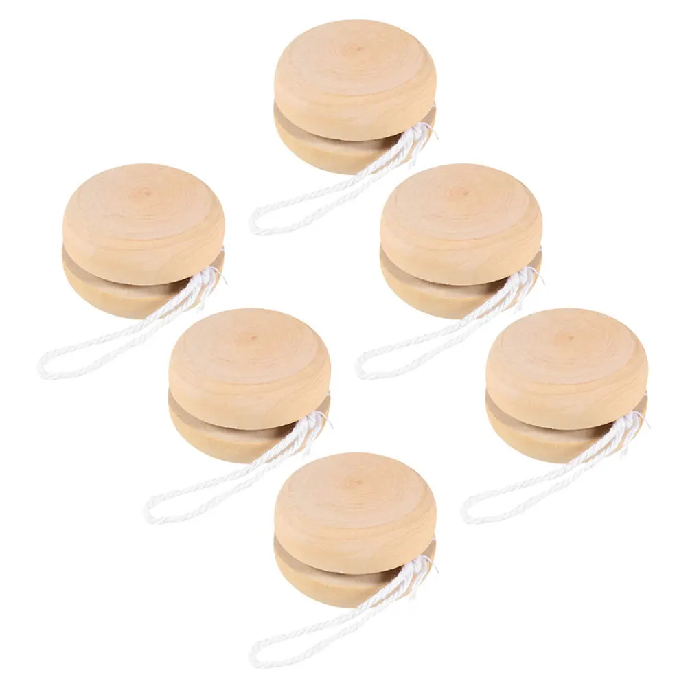 6 個の木製 DIY グラフィティヨーヨーボール未完成ナチュラルカラー手描きおもちゃヨーヨーボール