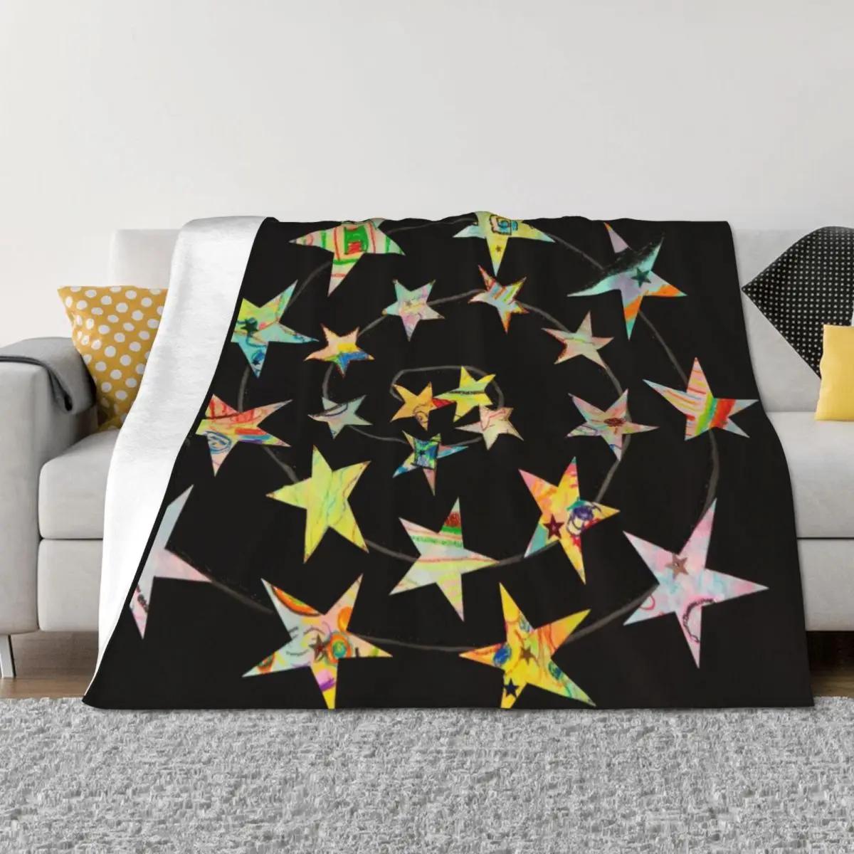 

HHPS Art Show, Class 2B, Watercolour and Wax Paper Collage: Follow Your Star Throw Blanket bed plaid Blankets