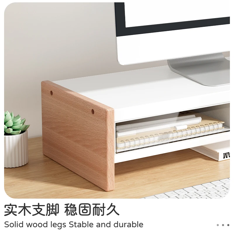 monitor stand with drawer white Keyboard storage double-layer computer desktop monitor stand riser