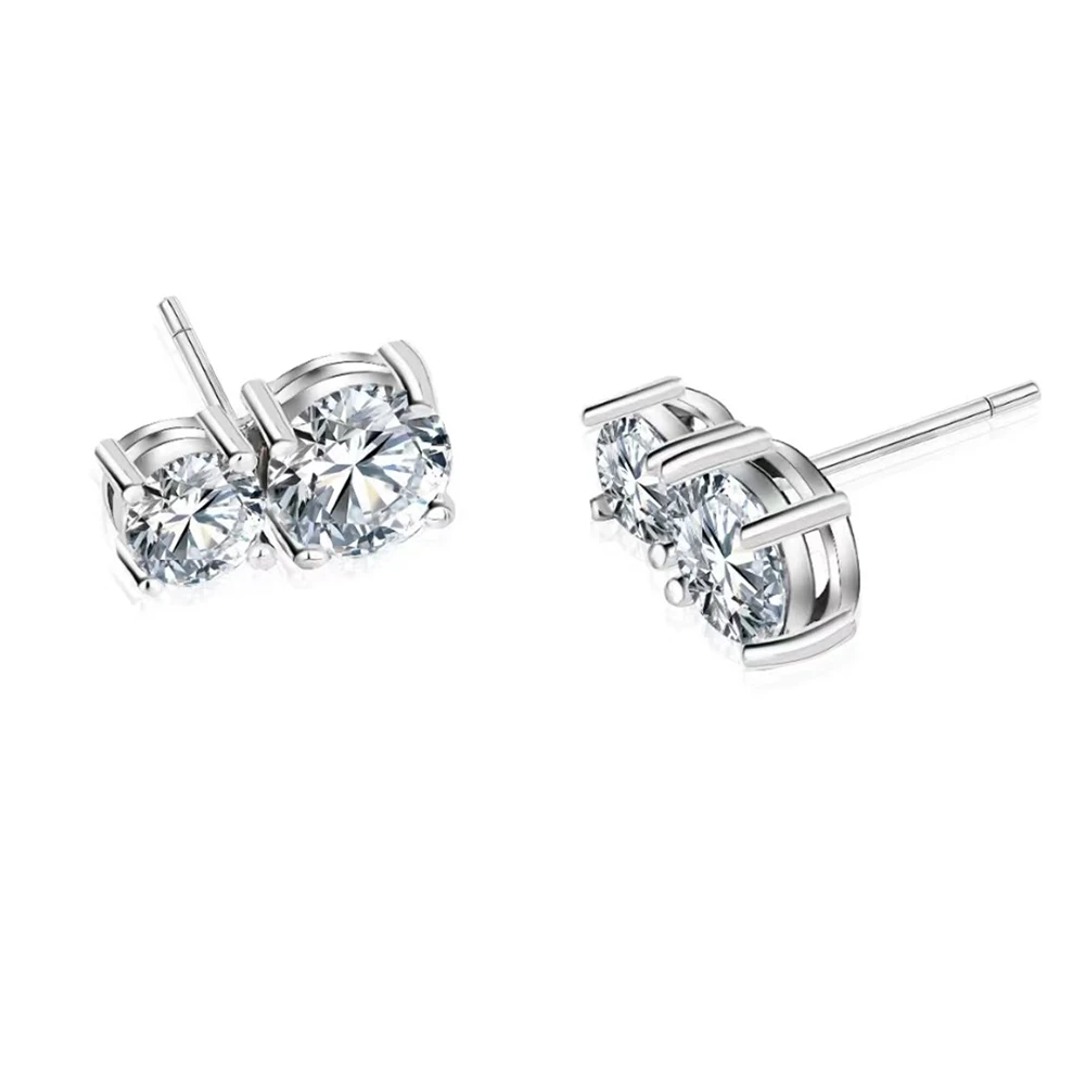 Serenity 3cttw Real D Color 5mm 6.5mm Full Moissanite Earrings For Women S925 Sterling Silver Plate Pt950 Stud Ear Fine Jewelry