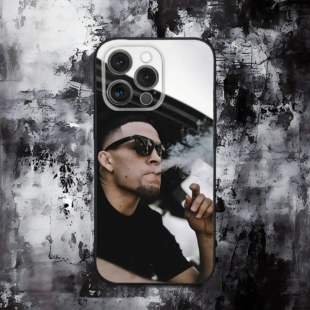N-Nate D-Diaz เคสโทรศัพท์ชกมวยสําหรับ iPhone 16,15,14,13,12,11,Pro,Max,Plus,X,XS,SE,E,Mini,ซิลิโคนอ่อนนุ่มเคสสีดํา