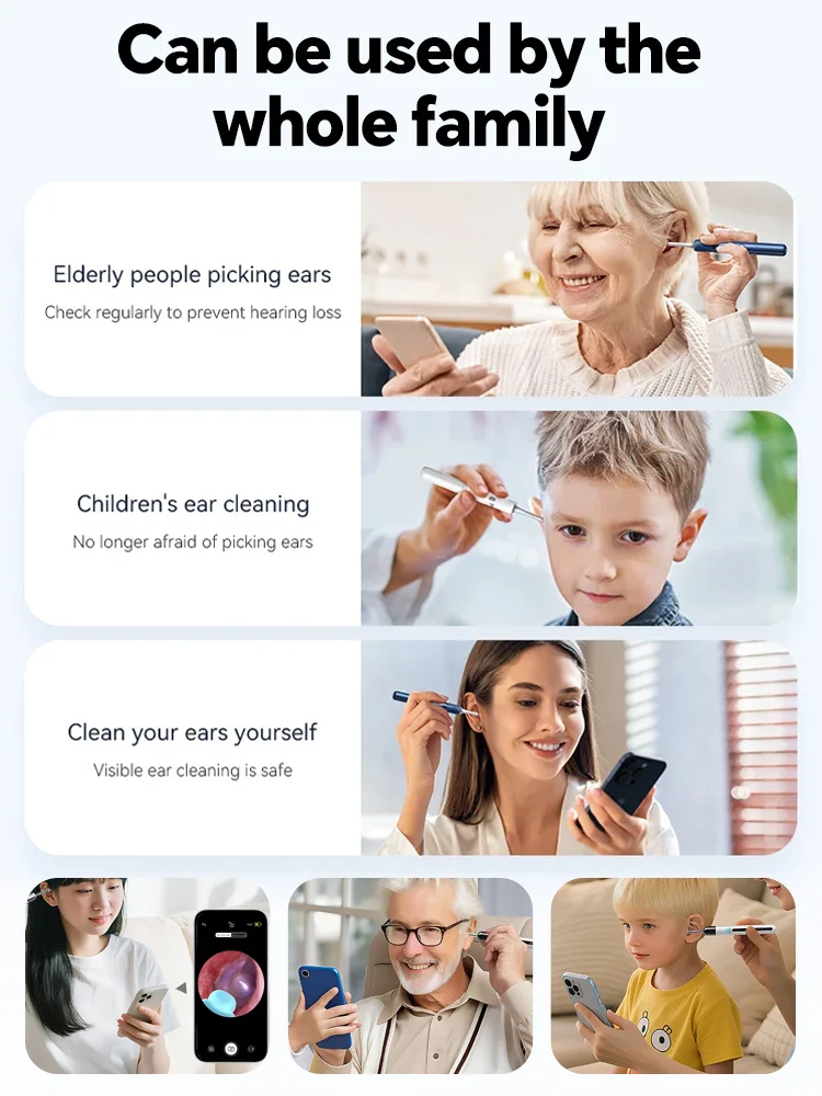 2025년 최신 카메라 타입 C 충전 귀지 제거 도구 WIFI iOS/안드로이드 귀이개 방수 카메라