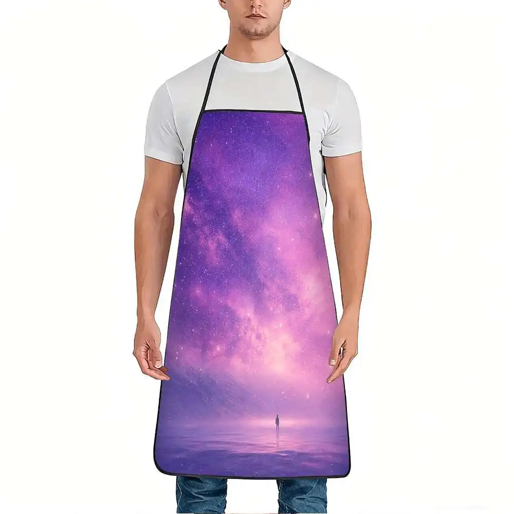 1pc Dreamy Galaxy Starry Sky Print Apron, Durable and Easy to Clean, Adjustable Waistband, Polyester Material, for Kitchen Cooki