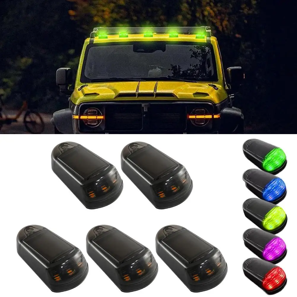 Car Led Solar Roof Mouse Light Punch-free 7-color Remote Switch Wireless Cab Light For Trucks Modification Warning Light X8d3