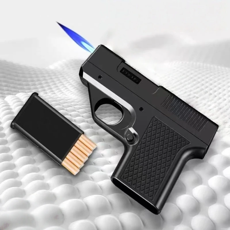 

New Multifunctional Cigarette Box Gun Shaped Lighter Windproof Inflatable Universal Thick and Thin Cigarette Box Outdoor Lighter