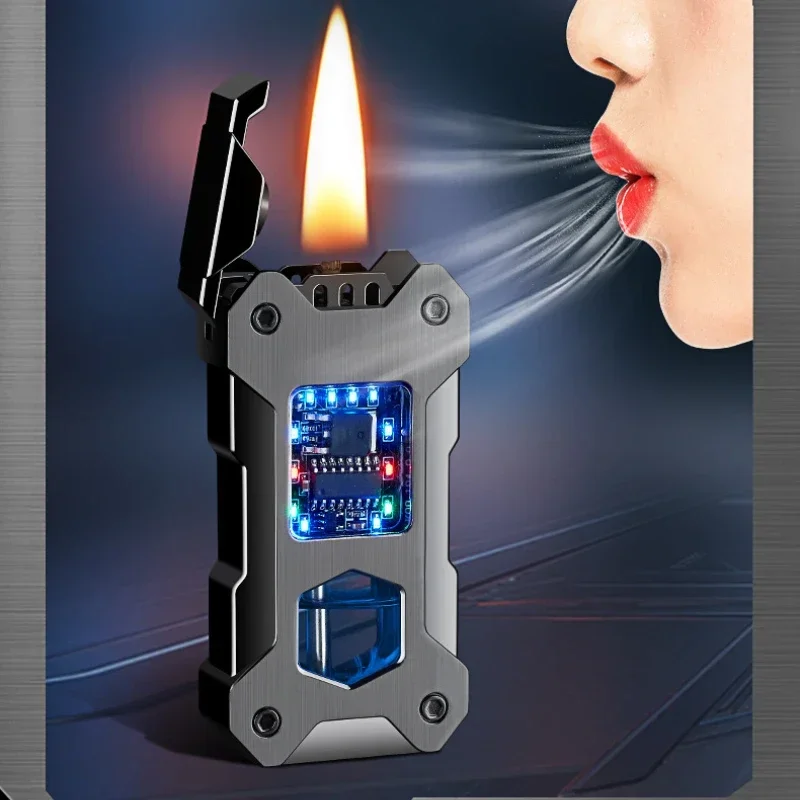 2025 Mecha Voice-activated Induction Smart Lighter Oil and Electric Dual-use Lighter High-end Gift Kerosene Type-C Fast Charging