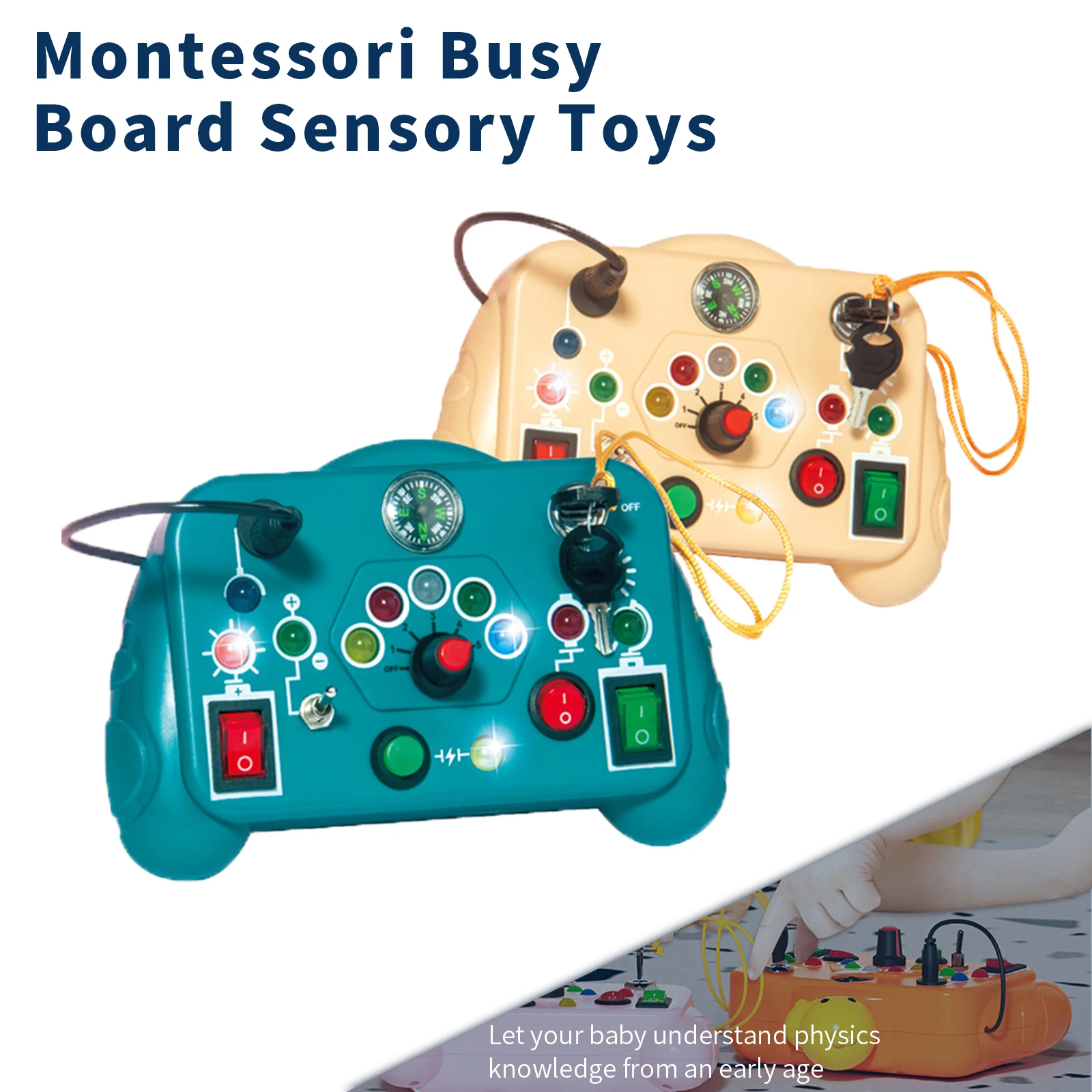 

Montessori Busy Board Sensory Toys With LED Light Switch Control Board Travel Activities Children toy For 2-4 Years Old