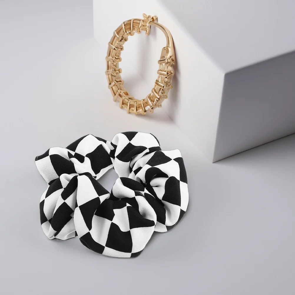 

5Pcs Checkered Plaid Chiffon Hair Bands Elastic Scrunchies for Women Girls Hair Accessories Party Wedding Big Scrunchies