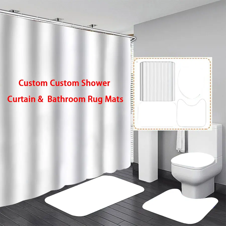 Customized Shower Curtain Bedding Custom Photo Waterproof Bathroom Curtain Odor Free Polyester Decorative Bathroom with Hooks