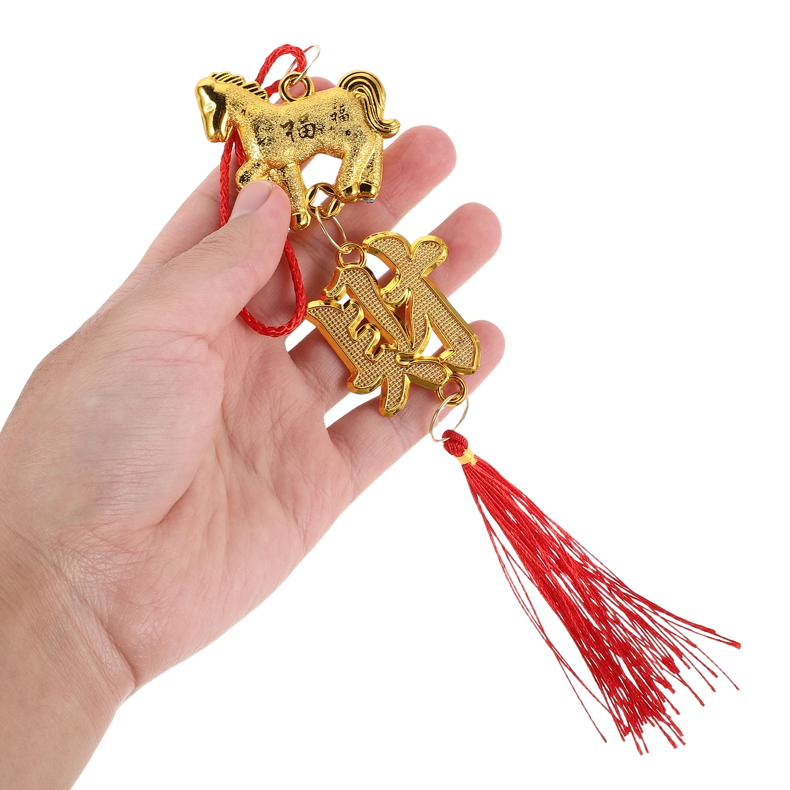 

10Pcs Year of The Horse Pendant Ornaments Red Chinese Knot Tassel Feng Shui New Year Hanging Decorations Good Luck Charms