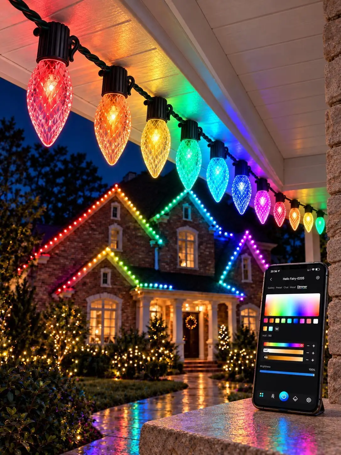 200FT Smart RGB C9 LED Christmas Lights for House, 200 Outdoor Holiday LEDs
