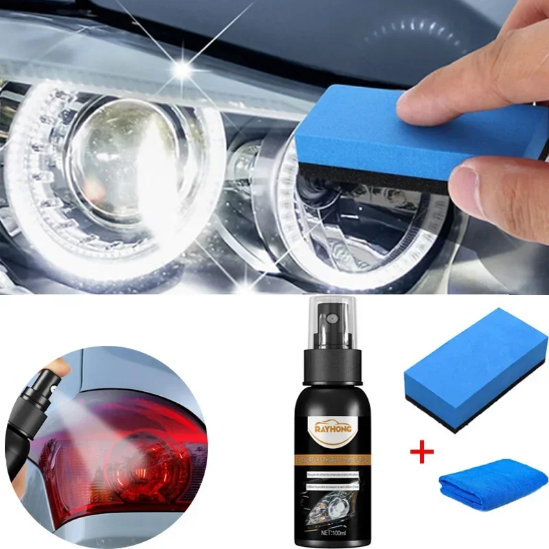 Car Headlight Polish Restoration Kit Liquid Repair Auto Head Light Repair Spray Polishing Kit Car Cleaning Restorative Liquid