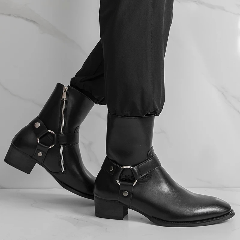 

Мягкие и удобные ботинки челси, фирменные мужские кожаные повседневные высокие ботинки, модные кожаные деловые мужские ботинки с боковой молнией