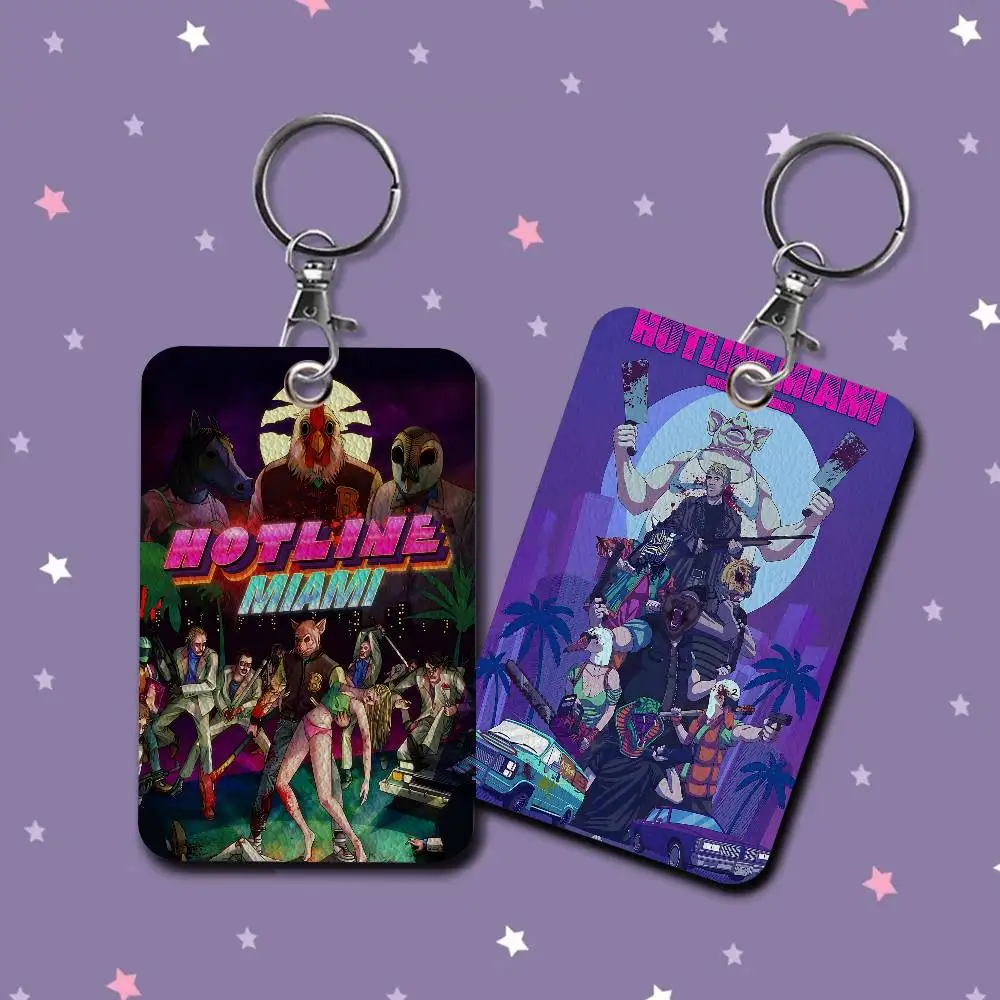 حامل بطاقة الوصول الكلاسيكي H-Hotline M-Miami Action Game Style PU مع سلسلة مفاتيح - حماية تنفيذية لبطاقة البنك والمترو الأنفاق #2