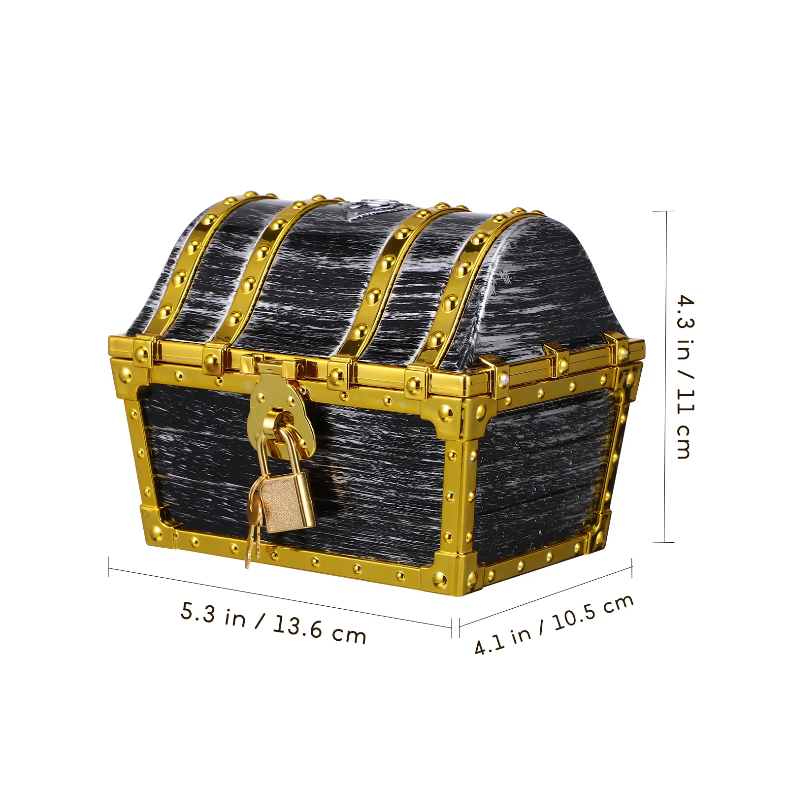 Treasure Chest for Kids Prizes Electroplated Gold Edge Bag Lock Makeup Costume Props Child