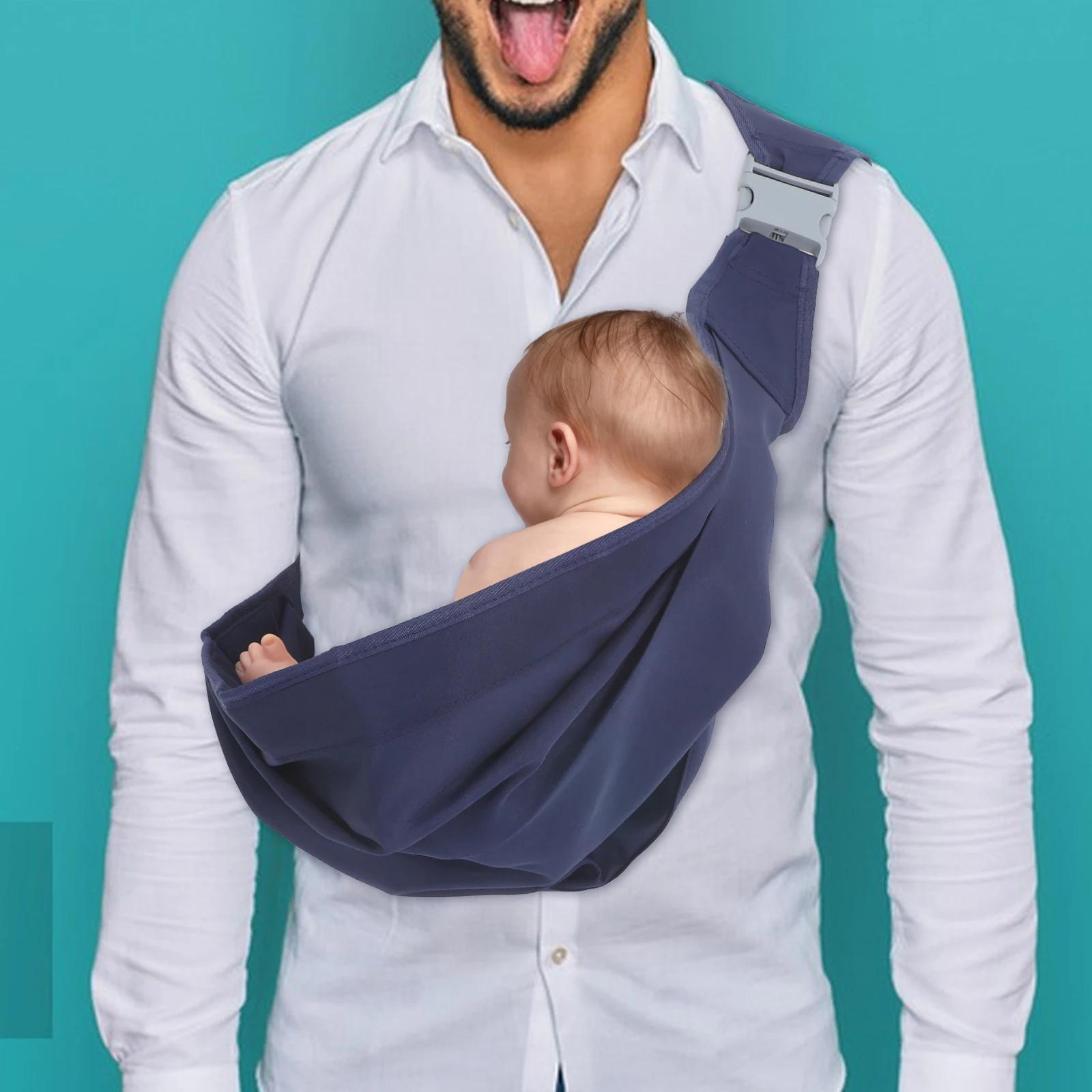 

Baby Carrier Adjustable Holder Navy Half Wrapped Sling for Newborn Toddler Portable Lightweight Compact Size Safe Travel Outdoor