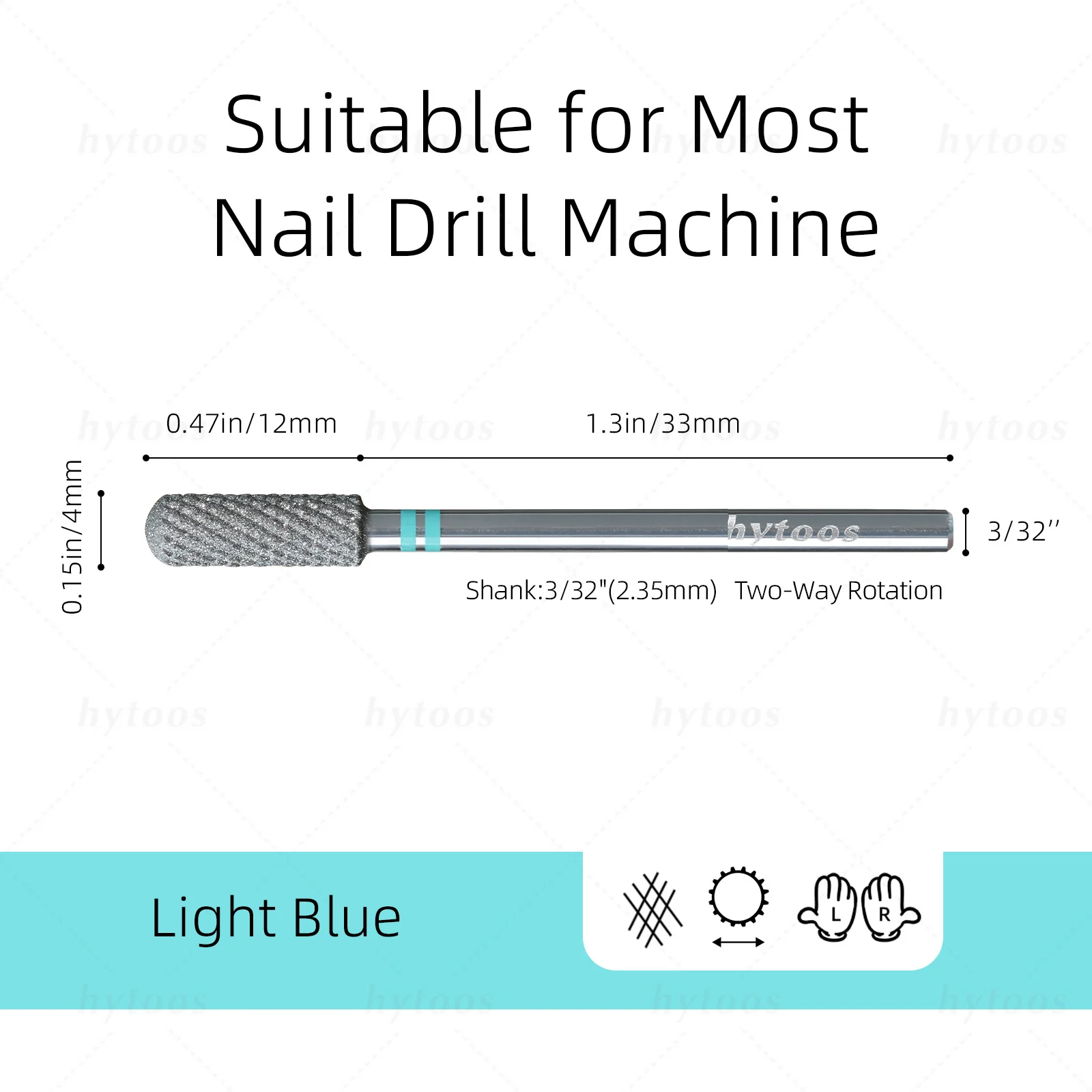 HYTOOS ダイヤモンドカットプロネイルドリルビット クロム丸型トップバレル ロシアンキューティクルビット ネイルドリル用 角質除去準備ツール