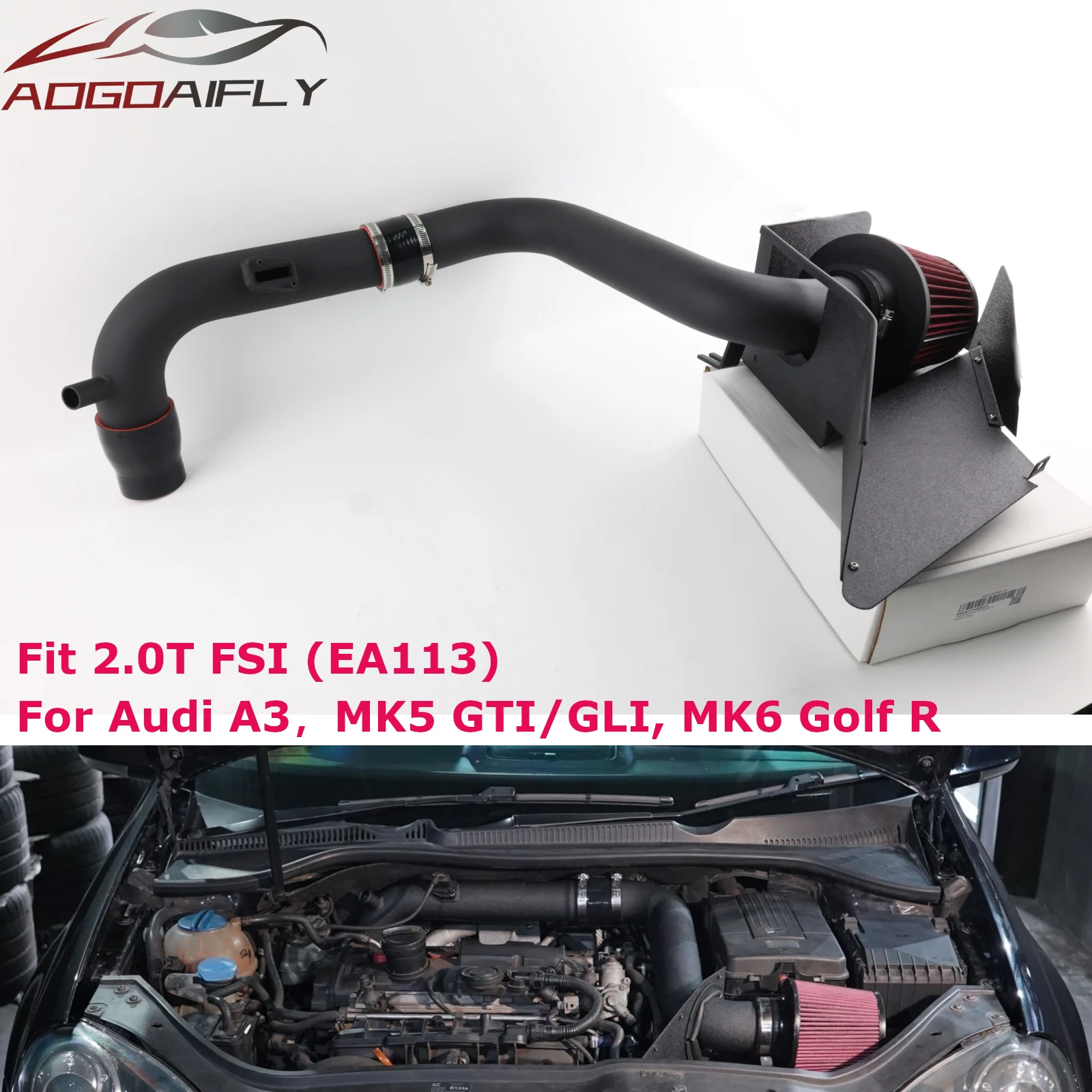 EA113 2.0T FSI Zestaw wlotu powietrza z filtrem suchym pasujący do VW MK5 EOS GLI GTI w komplecie Edycja 35 06-08 MK6 Golf R 12-13 dla Audi 8P A3