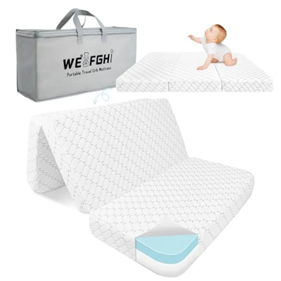 

Pack and Play Mattress, Trifold 38"x26"x3" Memory Foam Dual-Sided Pack N Play Mattresses for Baby, Removable Washable Cover
