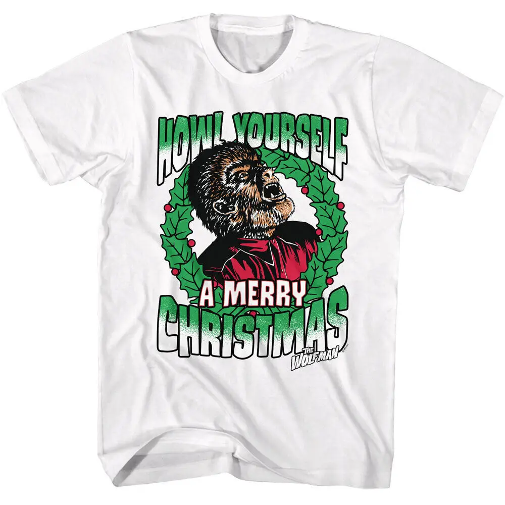 Universal Monsters Movie Wolfman Howl Yourself A Merry Christmas Men's T Shirt