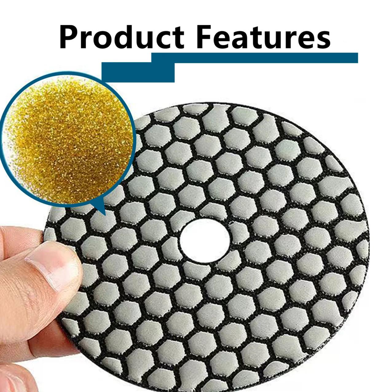1 Stück 100mm Diamant-Polierpads 50 # -1500 # Trockenpolierpads zum Schleifen von Granit, Marmor, Porzellanfliesen, Schleifplatte – Detail 4