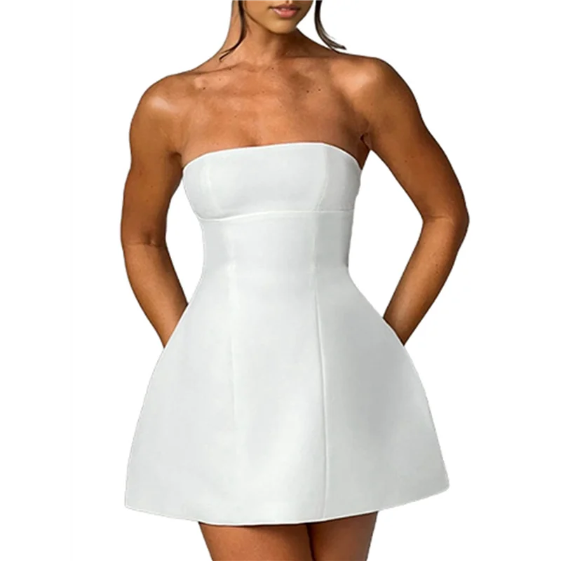 【Dekoracja na Imprezę】Damska Sukienka Mini Bez Ramiączek w Kształcie Litery A na Imprezę Klubową Krótka Sukienka na Bal