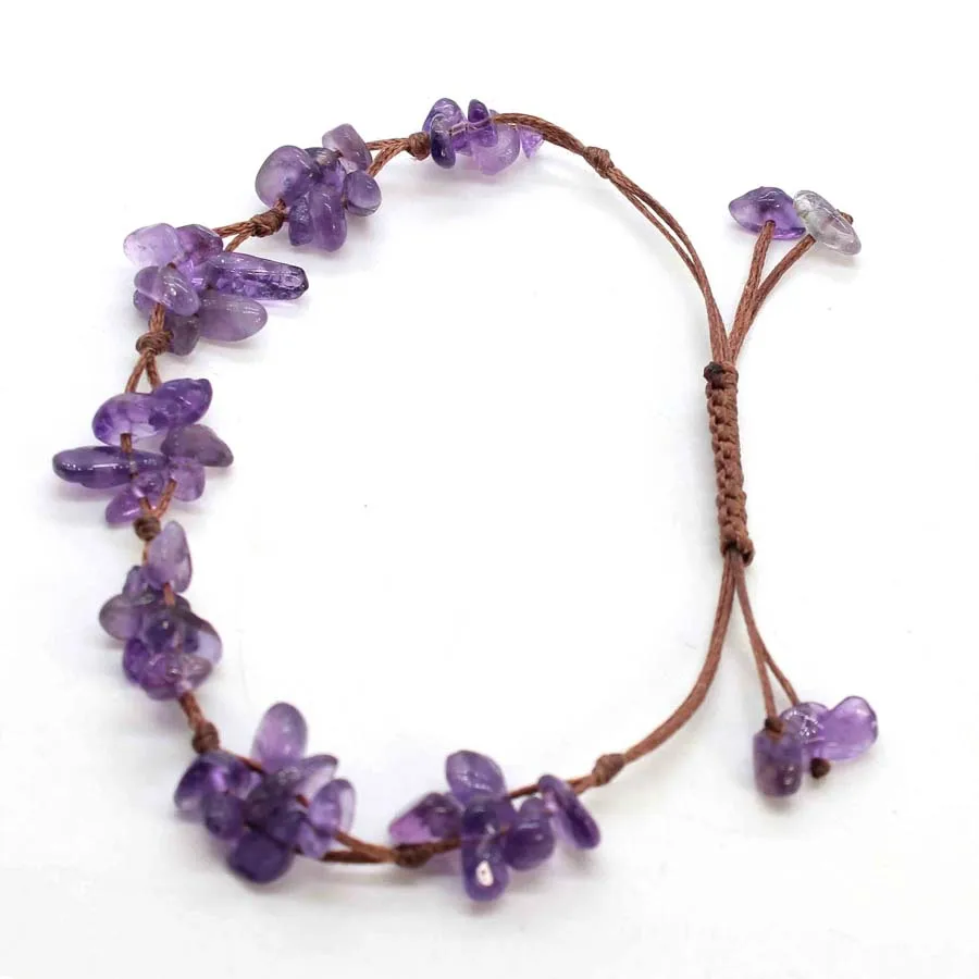 Macrame Crystal Chip Stone Braided Bracelet, Adjustable
