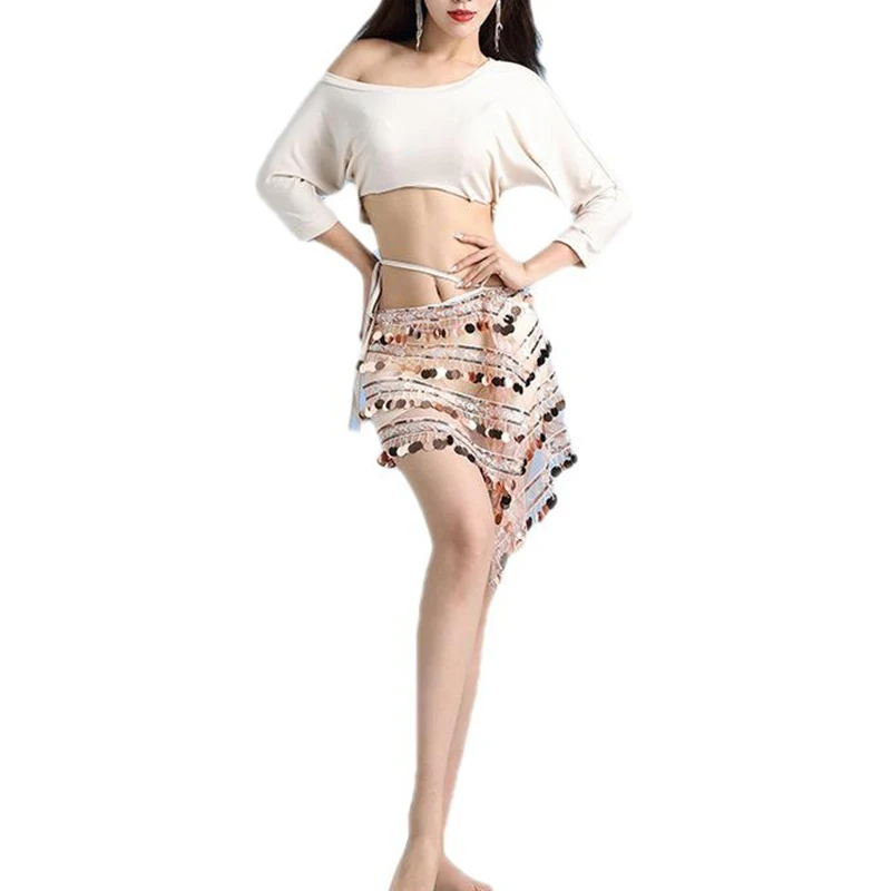 2023 Women Belly Dance Sleeve Off Shoulder Blouse Top Skirt Hip Scarf Lady Oriental Bellydance Practice Dancewear Costume