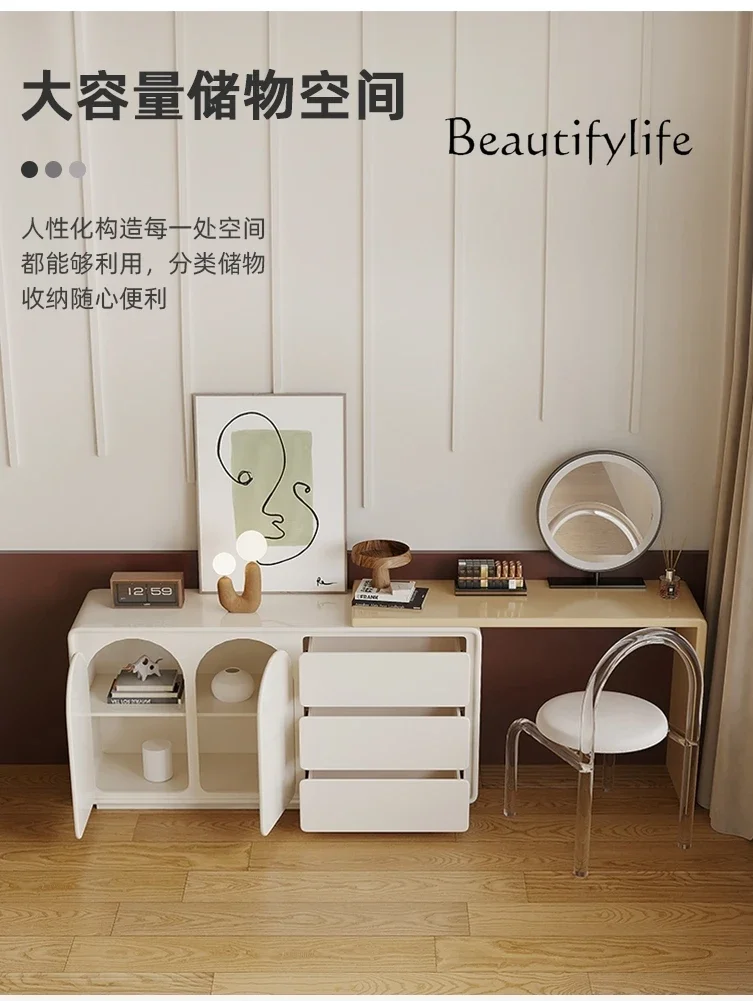 

French Entry Lux Solid Wood Dresser Small Apartment Bedroom Makeup Table Modern Minimalist Cabinet with Corner