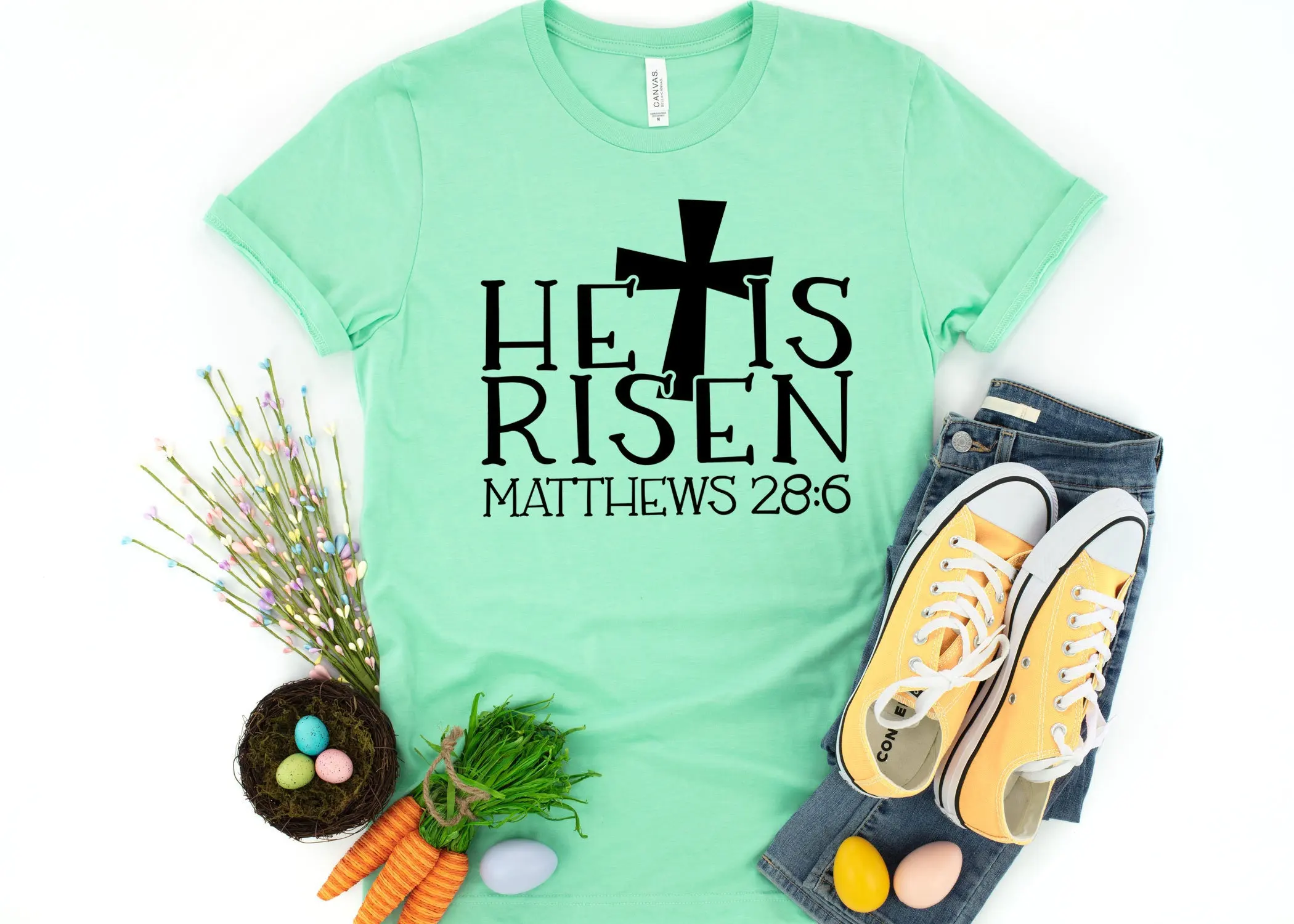 He is Risen T Shirt Christian Easter Motivational Bible Verse for Jesus