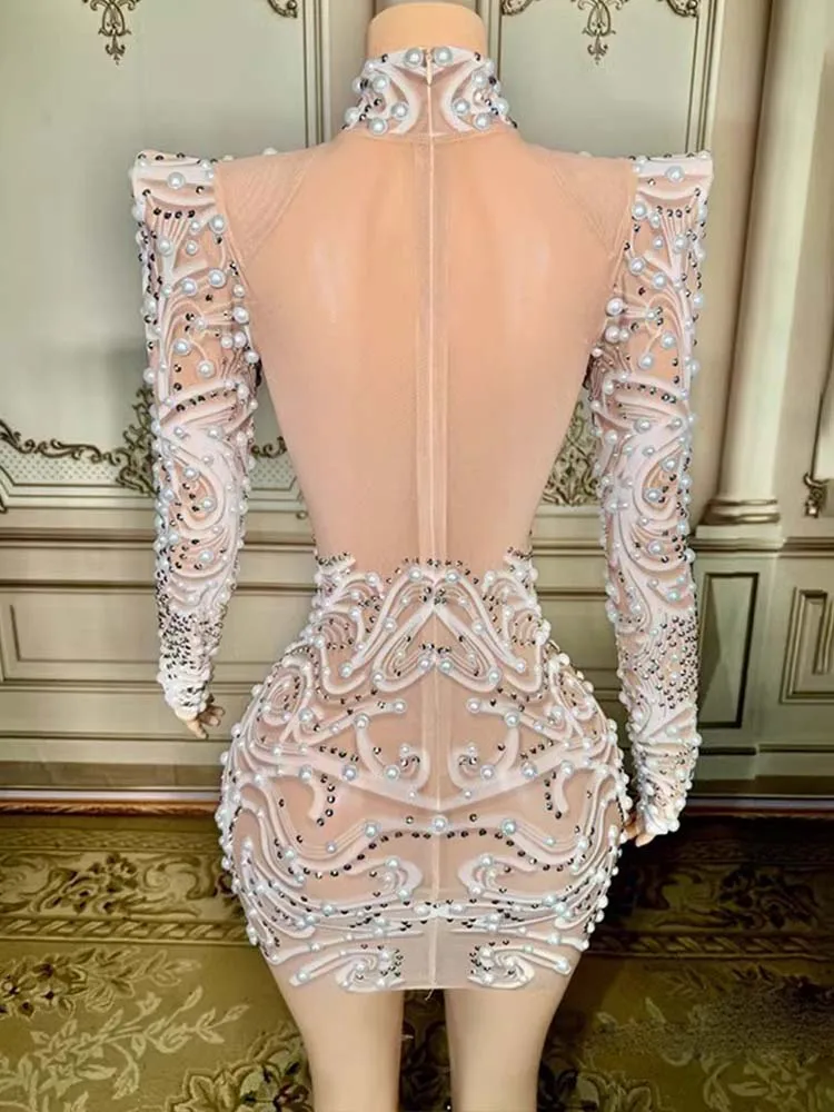 Wysokiej jakości koralik do paznokci z kryształkami seksowna elastyczna sukienka 2025 nowych moda niestandardowa odzież damska