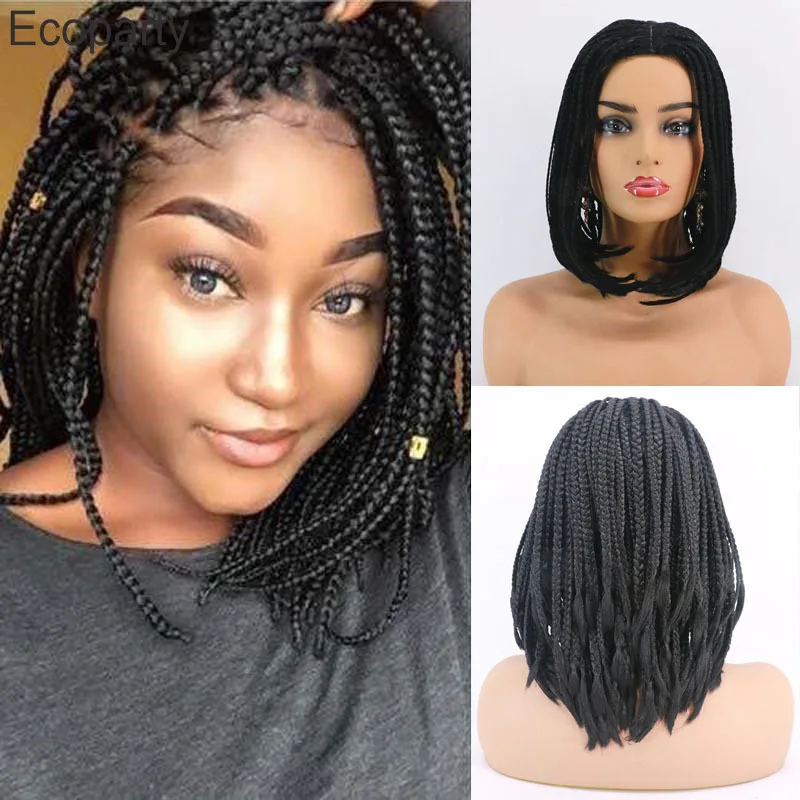 Cosplay Wig Female African Dark Brown Twisted Braid Three Strands Dirty Braid Wig Head Cover Synthetic Hair+Free Wig Cap