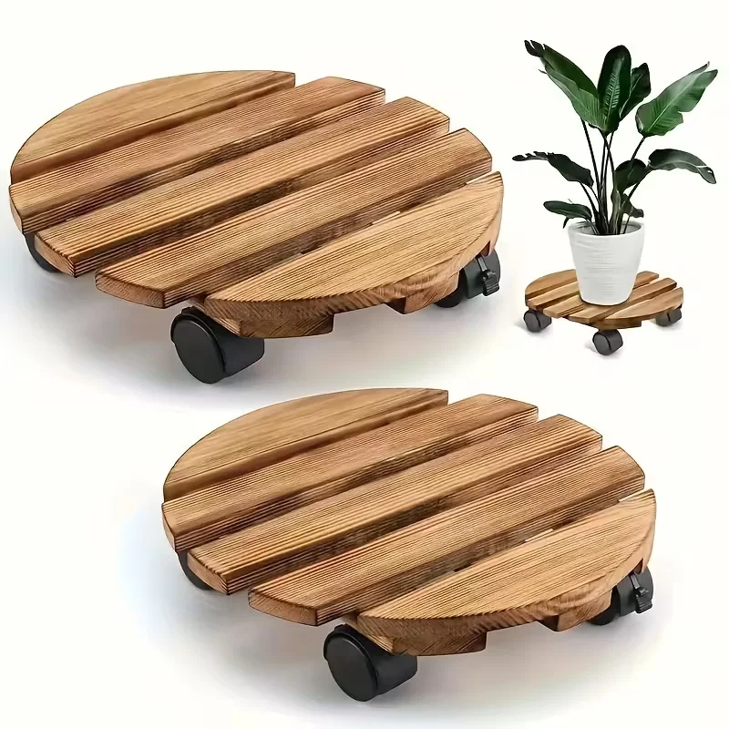 Rollbarer Pflanzenständer mit Rädern, Robuster Metall-Blumentopfhalter, Feststellbare Rollen für Innen- und Außenbereich, Beweglich