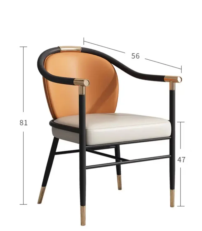 Hot sale modern high end restaurant PU leather chair  customizable colors metal legs dining chair