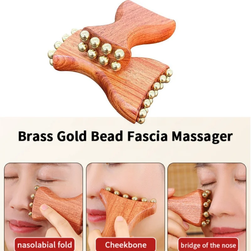 

1PC Radiant Skin Savior Lymphatic Detox Face Massager Fades Wrinkles Firms Eyes Natural Copper Wood Beauty Tool