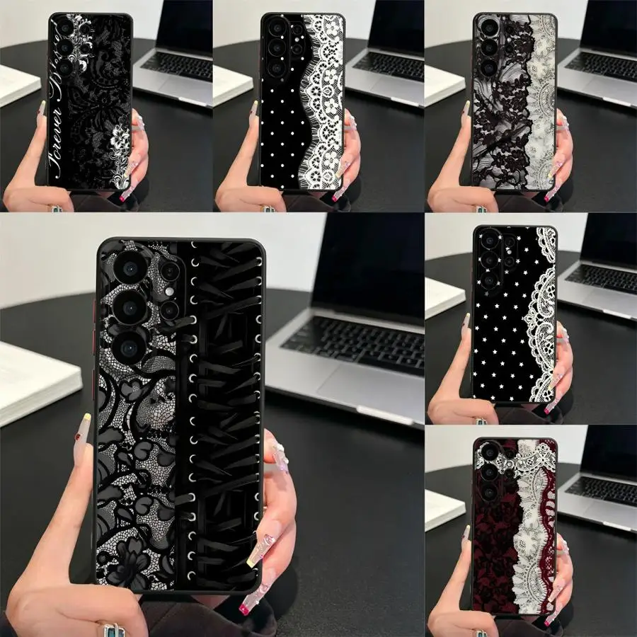 Lace Strap Texture Case for Samsung Galaxy S26 S22 Note 20 Ultra 10+ S20 FE S25 Ultra S24 Plus S21 S23 FE Funda Back Phone Cover