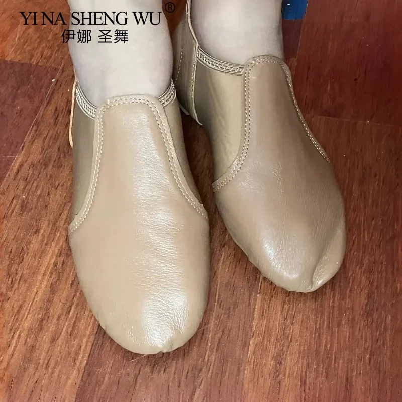 Chaussures de danse Jazz en cuir véritable, baskets de ballet à semelle antidérapante noire beige, de haute qualité pour adultes, pour filles et femmes