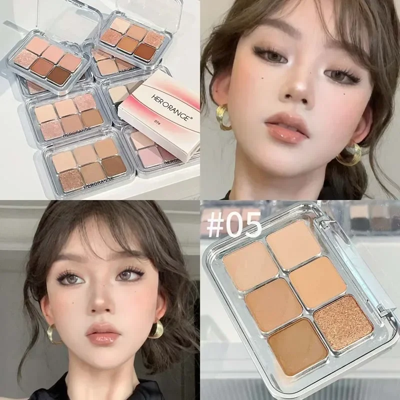 6-kolorowa matowa paleta cieni do powiek szara róża połyskujący brokat kolor ziemi niski nasycenie pigment cieni do powiek długotrwałe kosmetyki