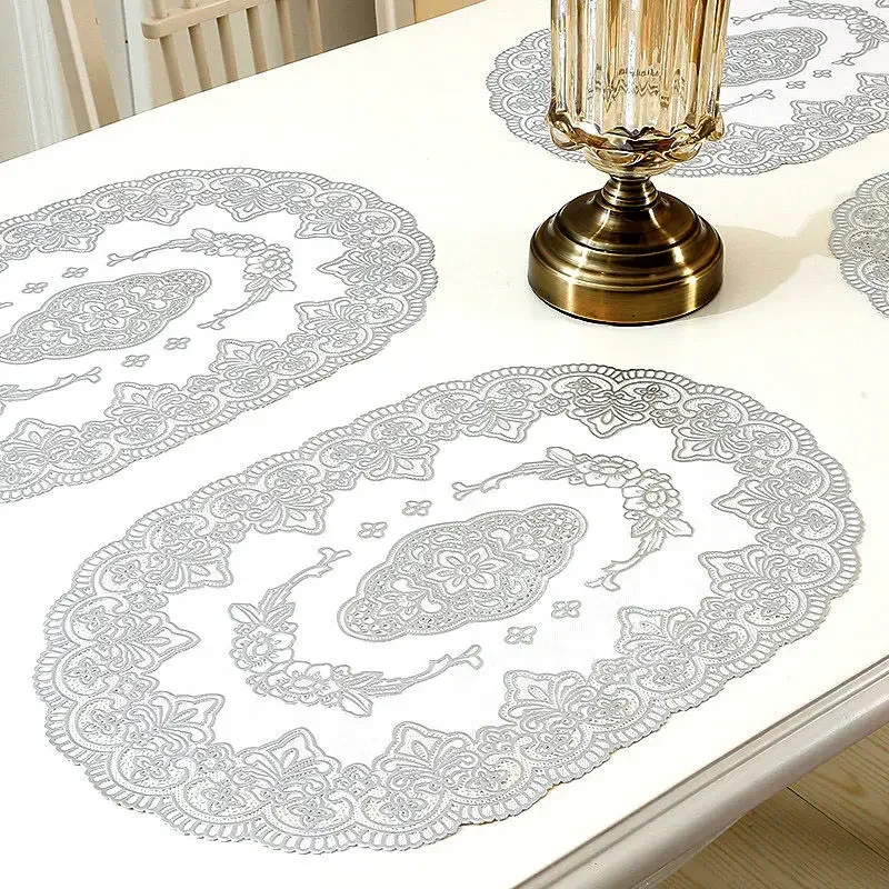 6/4pcs Insulation Mat European Food Cushion Plate Cutlery Cup Cushion PVC Coaster  Table Mat Placemat Bowl Mats Dining Table Mat