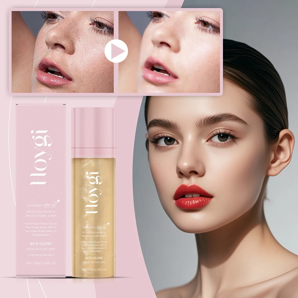 

75ml Sunglaze Sheer Setting Mist Sunscreen SPF50 Hydrating Makeup-Friendly-Glow Spray For All Skin Types 1/2/3pcs