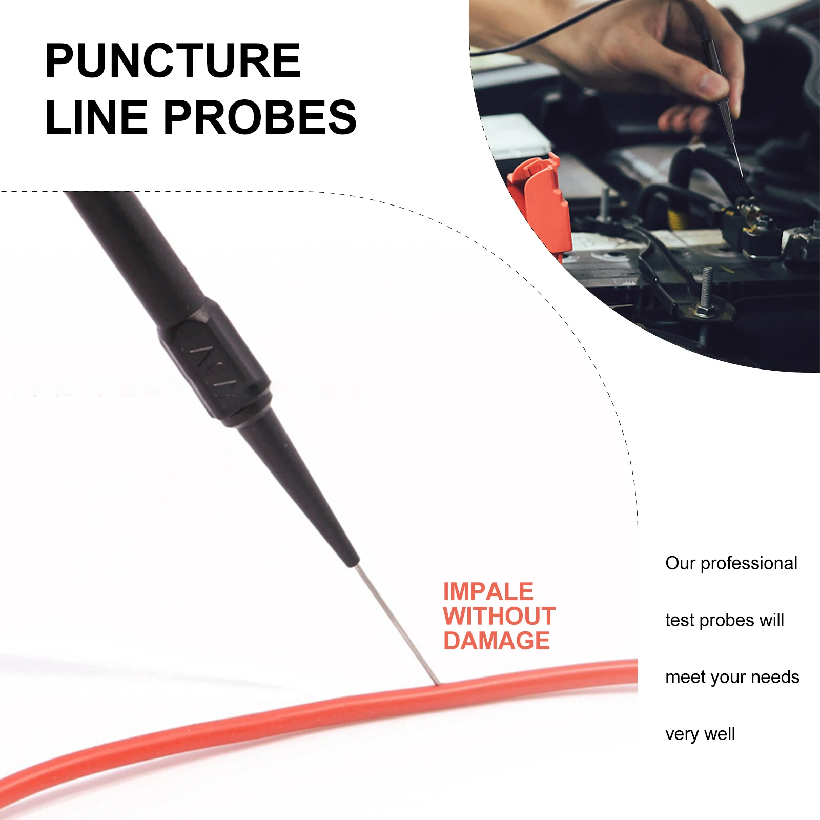

10pcs Car Test Probes Ultra-Fine Wire Piercing Probe Non-Destructive Pin For Auto Diagnosis Testing Maintenance Tool