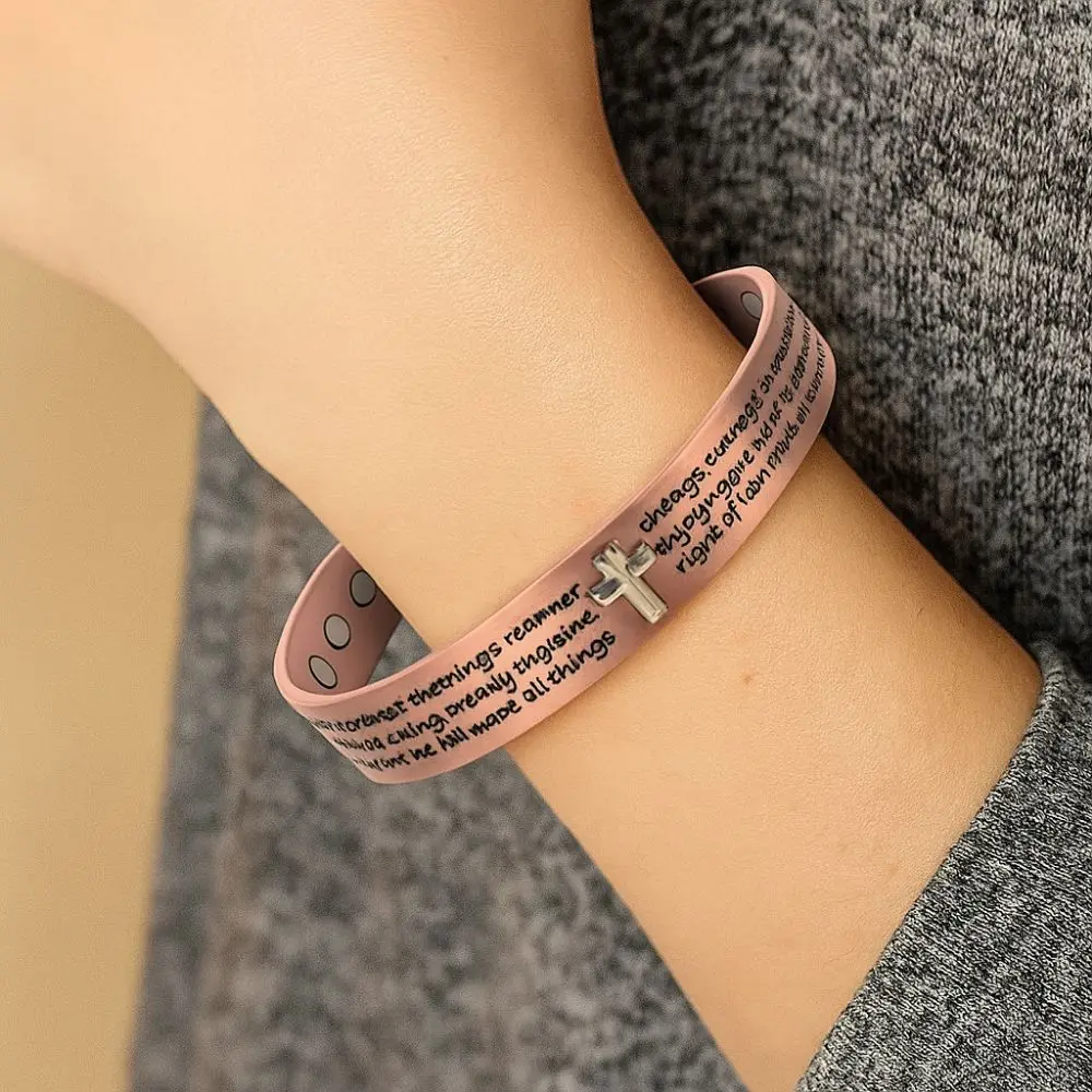 15mm Pure Copper Bracelets High Magnet Adjustable Magnetic Cross Cuff Bangle Comfortable Arthritis Health